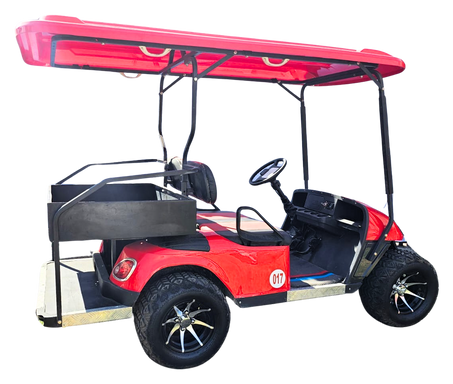 Carro de golf eléctrico rojo de 4 pasajeros